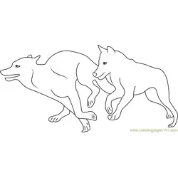 Two Wolves Running Free Coloring Page for Kids