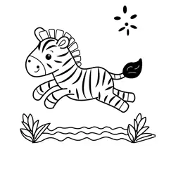 Playful Zebra Leaping Fun Free Coloring Page for Kids