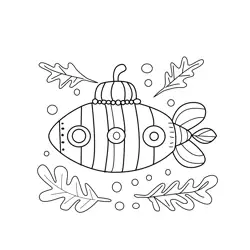 Whimsical Acorn Submarine Underwater Free Coloring Page for Kids