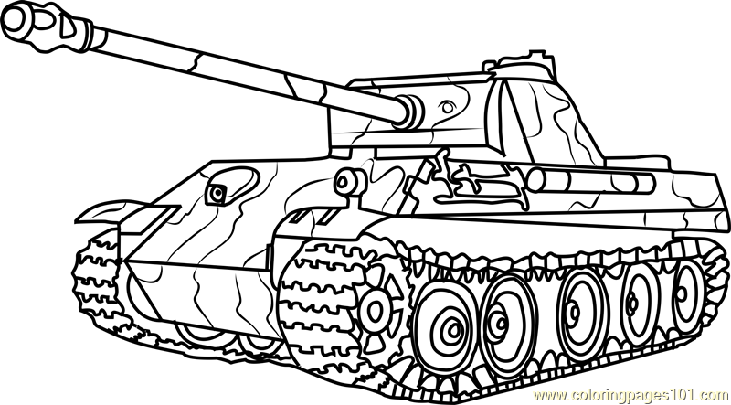 German Panther Army Tank Coloring Page for Kids - Free Tanks Printable