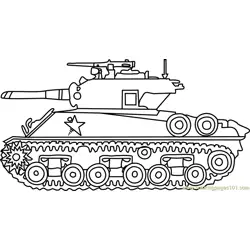 M4 Sherman Army Tank Free Coloring Page for Kids