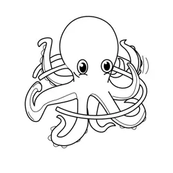 Octopus Hula Hoop Show Free Coloring Page for Kids