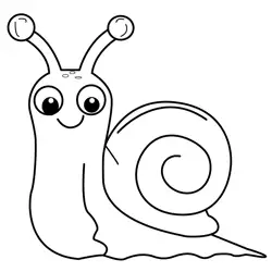 Smiling Cartoon Snail Character Free Coloring Page for Kids