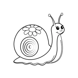 Happy Snail with Flower Shell Free Coloring Page for Kids