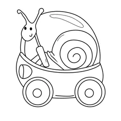 Snail's Whimsical Car Ride Free Coloring Page for Kids