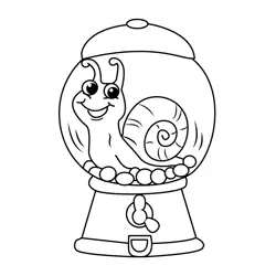 Smiling Snail Gumball Machine Fun Free Coloring Page for Kids