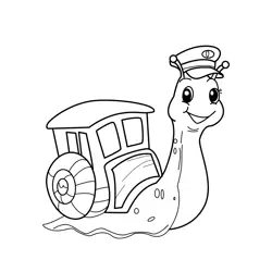 Happy Snail Train Conductor Free Coloring Page for Kids