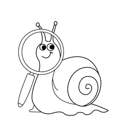 Curious Snail with Magnifying Glass Free Coloring Page for Kids