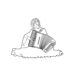 Accordion Player Free Coloring Page for Kids