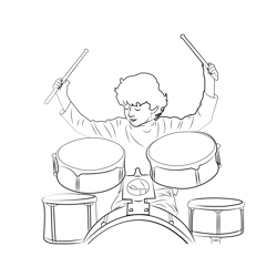 Boy Drummer Free Coloring Page for Kids