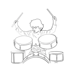 Boy Drummer Free Coloring Page for Kids