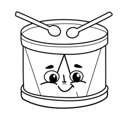 Happy Musical Drum Instrument Free Coloring Page for Kids