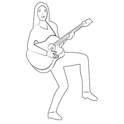 Guitarist Free Coloring Page for Kids