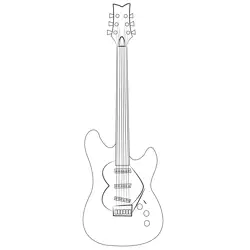 Heart Guitar Free Coloring Page for Kids