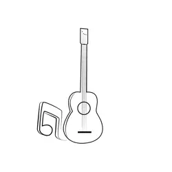 Small Guitar Free Coloring Page for Kids