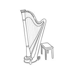 Large Gothic Harp Free Coloring Page for Kids