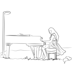 Playing Music Piano Coloring Pages for Kids - Download Playing Music