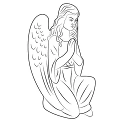 Angel Statue Sculpture Free Coloring Page for Kids