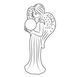 Angel With Glass Ball Free Coloring Page for Kids