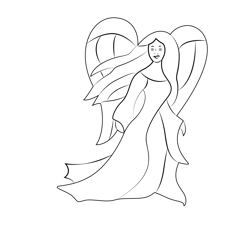 Angel With Wings Free Coloring Page for Kids