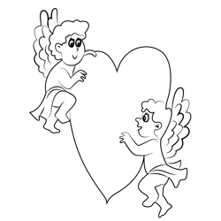 Angels With Heart Free Coloring Page for Kids