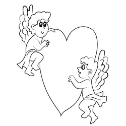 Angels With Heart Free Coloring Page for Kids