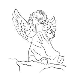 Reading Angel Free Coloring Page for Kids