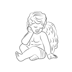 Sculpture Baby Angel Free Coloring Page for Kids
