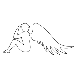 Sitting Angel Free Coloring Page for Kids