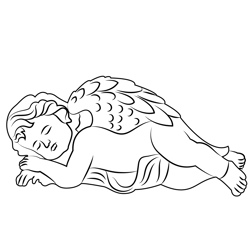 Sleeping Angel Free Coloring Page for Kids