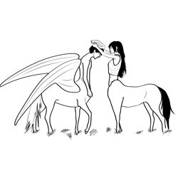 Centaur Couple Free Coloring Page for Kids