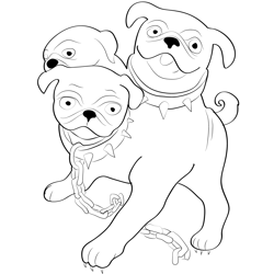 Pug Cerberus Free Coloring Page for Kids