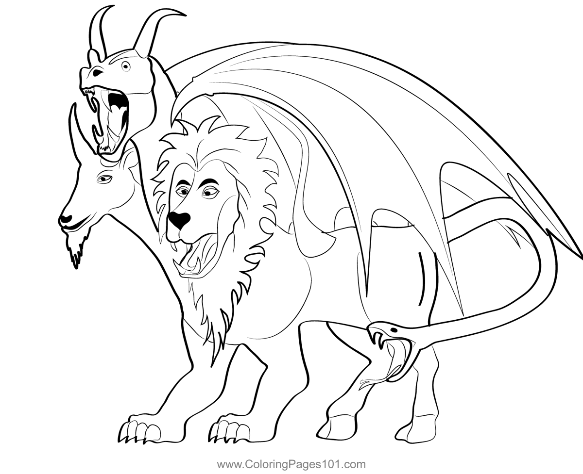 Chimera 3 Coloring Page for Kids - Free Chimeras Printable Coloring