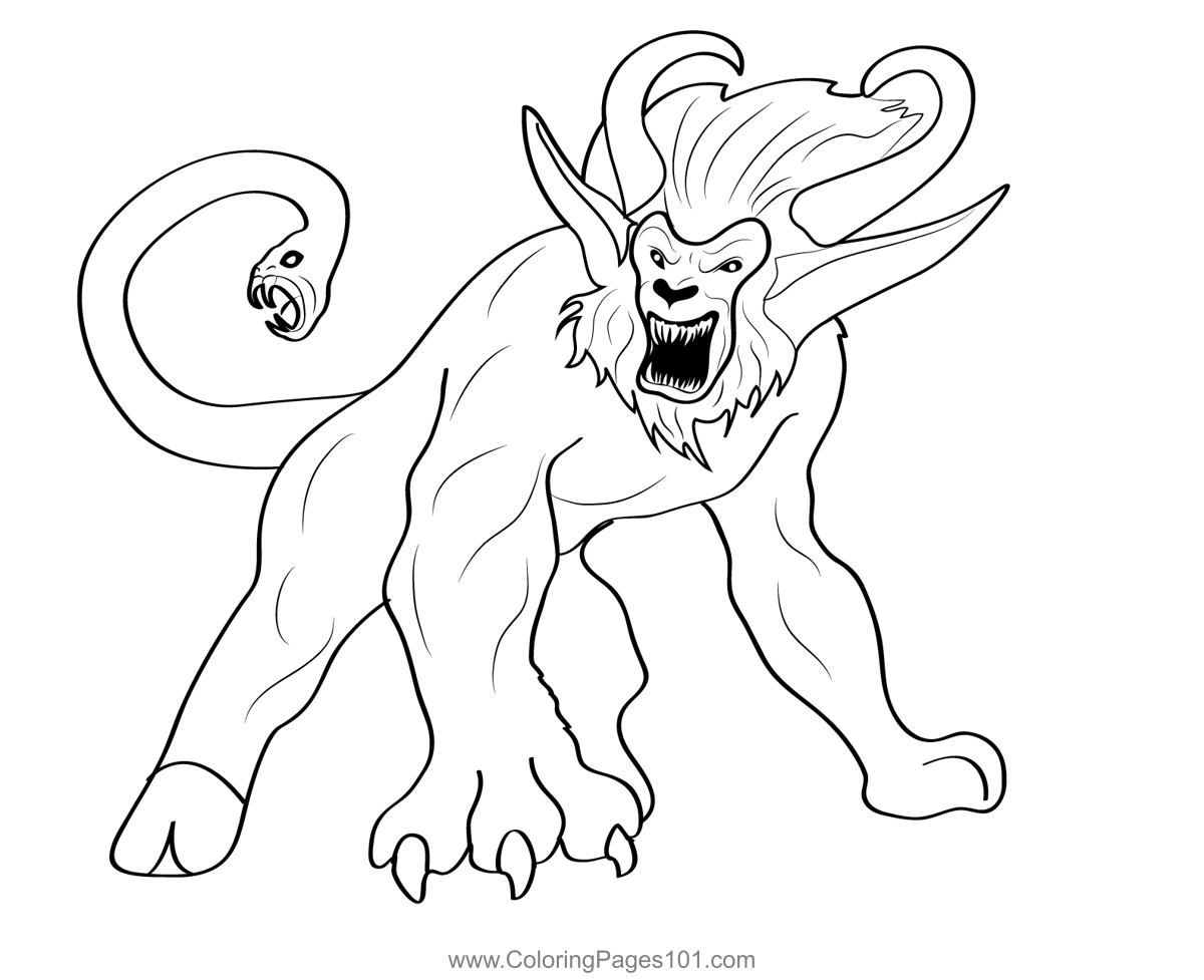 Chimera 5 Coloring Page for Kids - Free Chimeras Printable Coloring