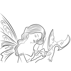 Fairy With Dragon Free Coloring Page for Kids