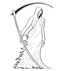 Grim Reaper Free Coloring Page for Kids