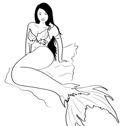 Mermaid 12 Free Coloring Page for Kids