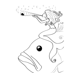 Mermaid 9 Free Coloring Page for Kids