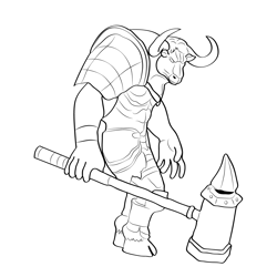 Minotaur Warrior Free Coloring Page for Kids
