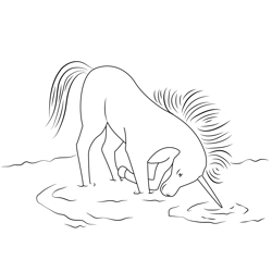 Unicorn Drinking Water Free Coloring Page for Kids