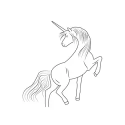 Unicorn Standing Free Coloring Page for Kids