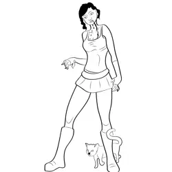 Zombie Girl 2 Free Coloring Page for Kids