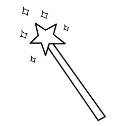 Sparkling Magic Wand Icon Free Coloring Page for Kids