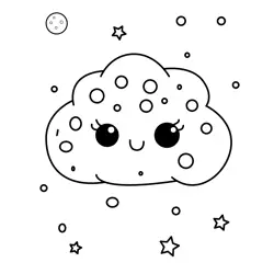 Sweet Cloud in Night Sky Free Coloring Page for Kids