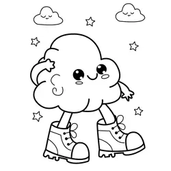 Smiling Cloud in Hiking Boots Free Coloring Page for Kids