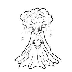 Smiling Volcano Eruption Fun Free Coloring Page for Kids