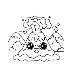 Friendly Cartoon Volcano Erupts Free Coloring Page for Kids