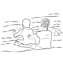 Child On Beach Free Coloring Page for Kids