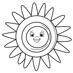 Happy Smiling Sun Free Coloring Page for Kids