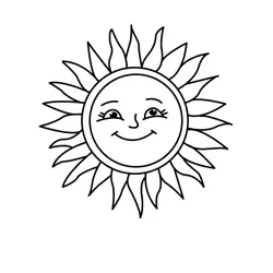 Happy Sun Face Character Free Coloring Page for Kids